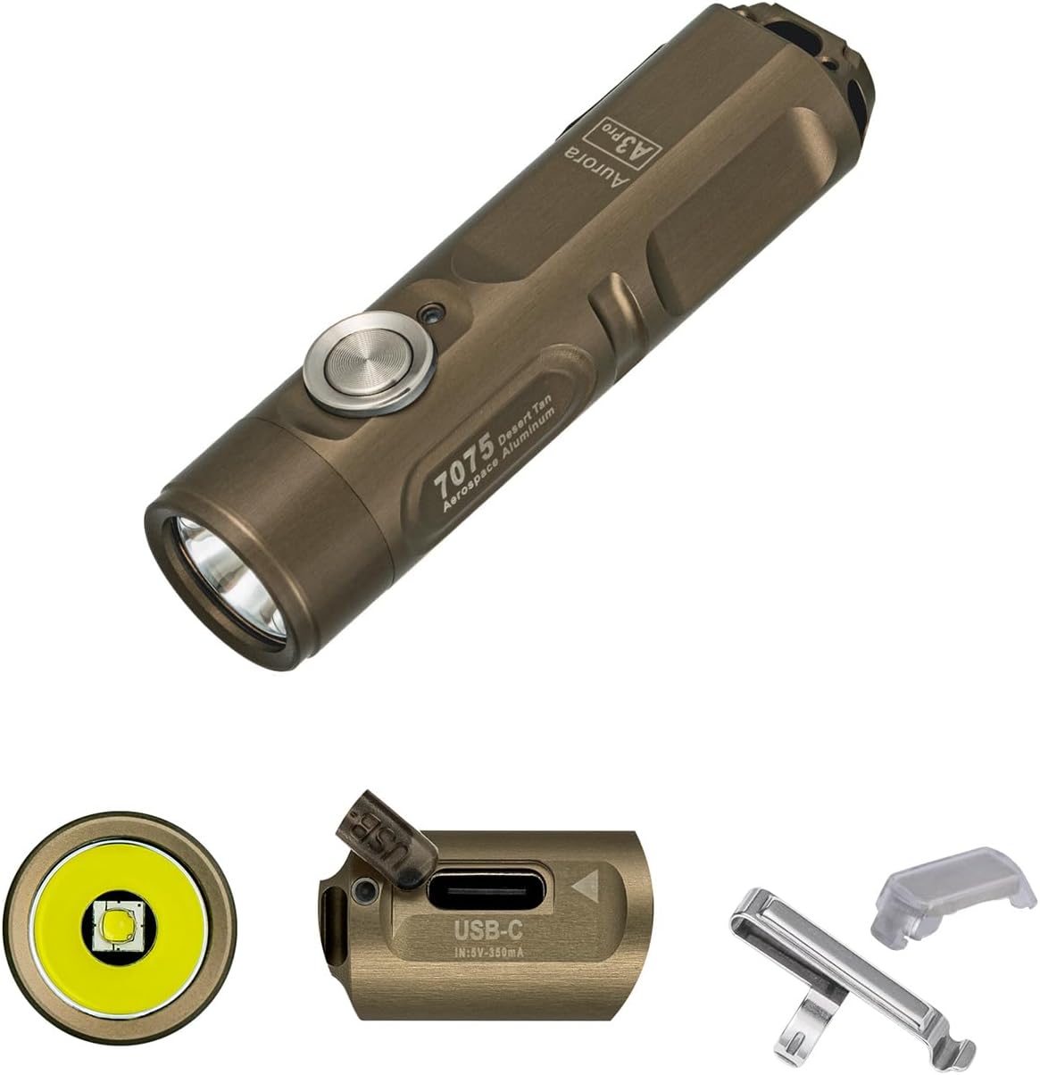 Aurora A3 Pro G4 USB-C 7000K Keychain Flashlight, 650 High Lumen Super Bright with EDC Mini Size,Scratch Resistant Little Tiny Gadgets,5 Mode,Type-C Rechargeable, for Pocket Outdoor