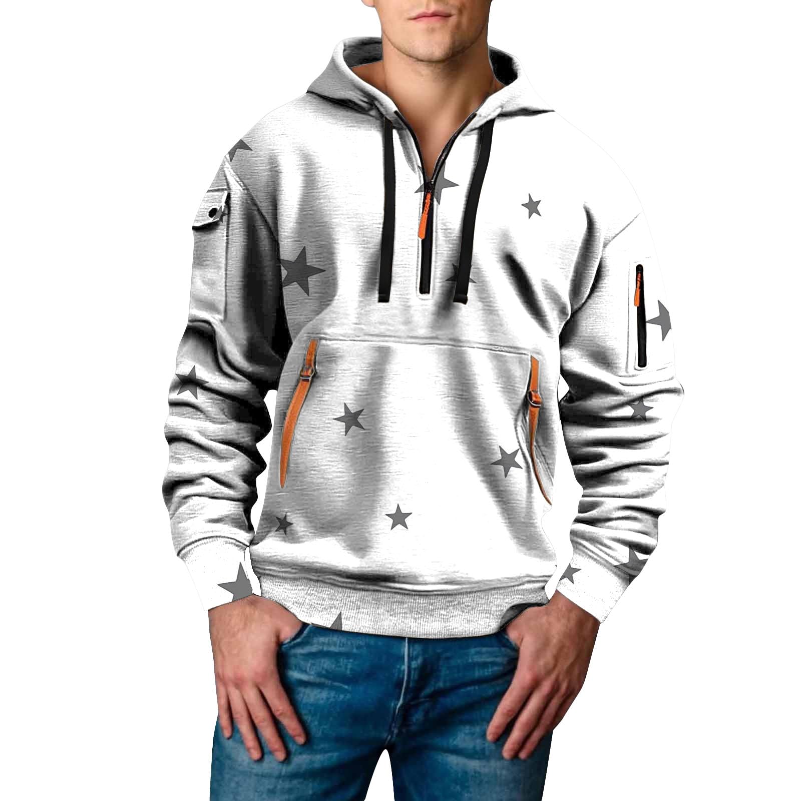 Sudaderas De Hombre Sudadera con Capucha Y Camiseta Estampado 3D para Hombre, Estilo Juvenil Moderno, Ideal Otoño E Invierno. Moteras (White, L) Oversize Chaqueta Verano Ropa Casual