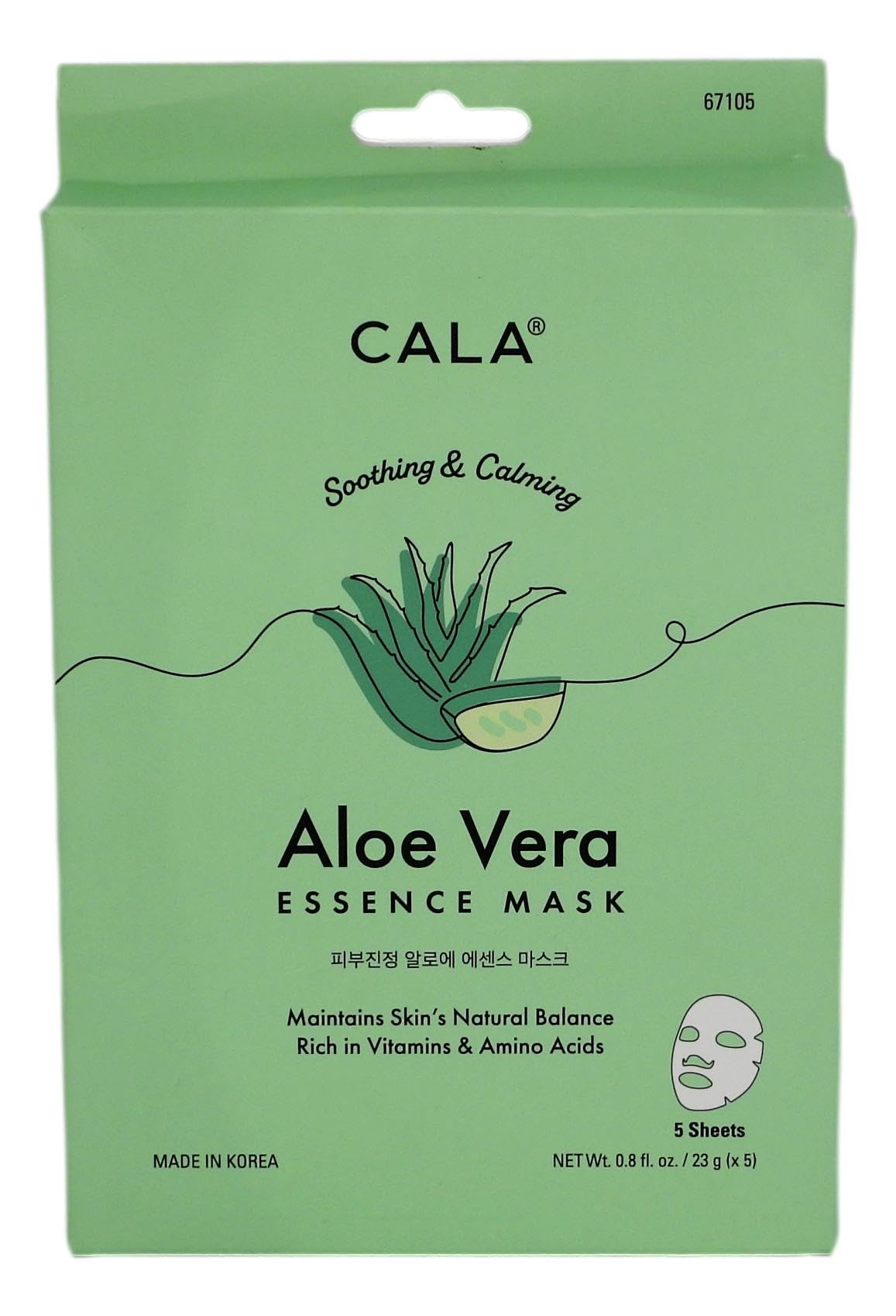 Cala Aloe vera essence facial mask sheets 5 count, 5 Count