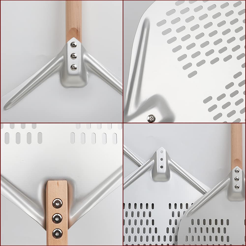 7-16-Zoll-Pizza Spatel, perforierte runde Pizza Spatel, leicht zu bedienende, hausgemachte Pizza-Brotkuchen/Aluminiumlegierung,L：40cm,9in