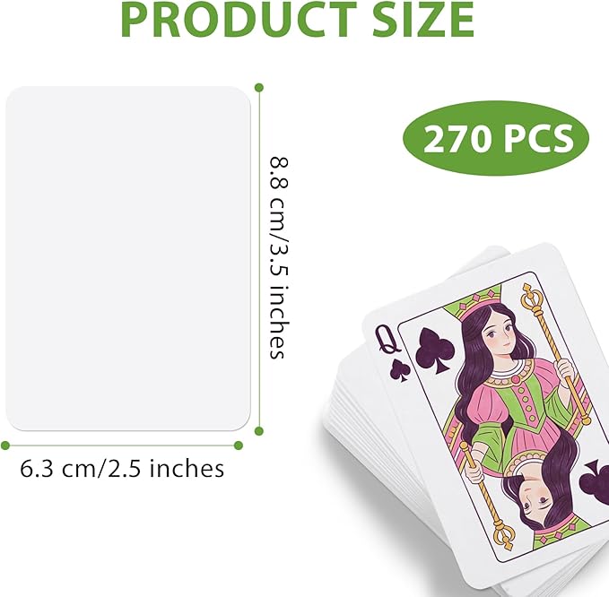 REGUICORP 270 Piezas Naipes Blancos para Escribir, 2.5x3.5 pulgadas miniatura 2