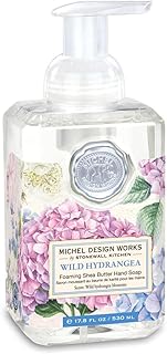 Michel Design Works Foaming Hand Soap 17.8oz, Hydrangea Scent and Design, Shea Butter and Aloe Vera Blend, Beautiful Square Container with Pump