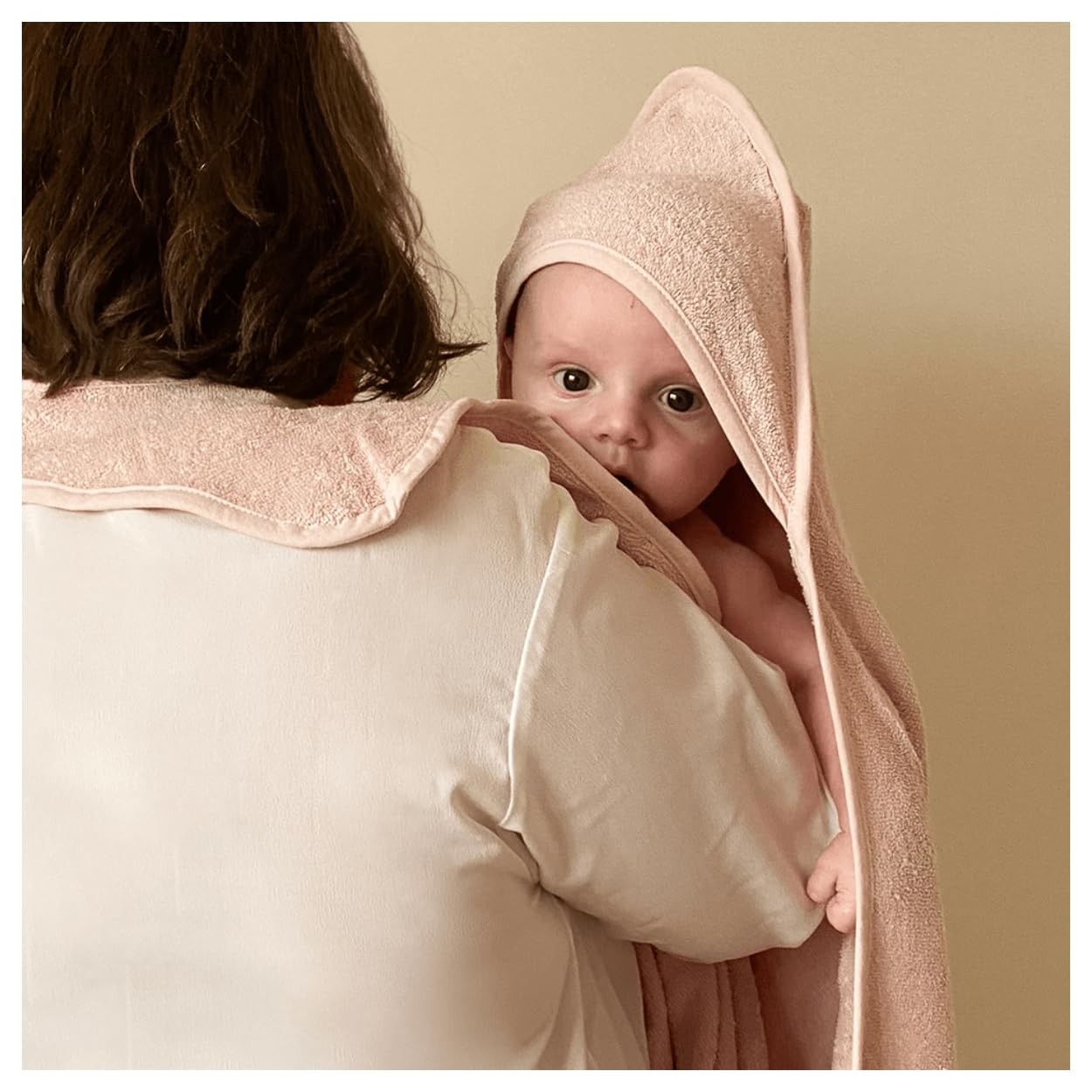 Cape de bain tablier XXL Parent/Bébé en viscose - 100x100 cm - Rose
