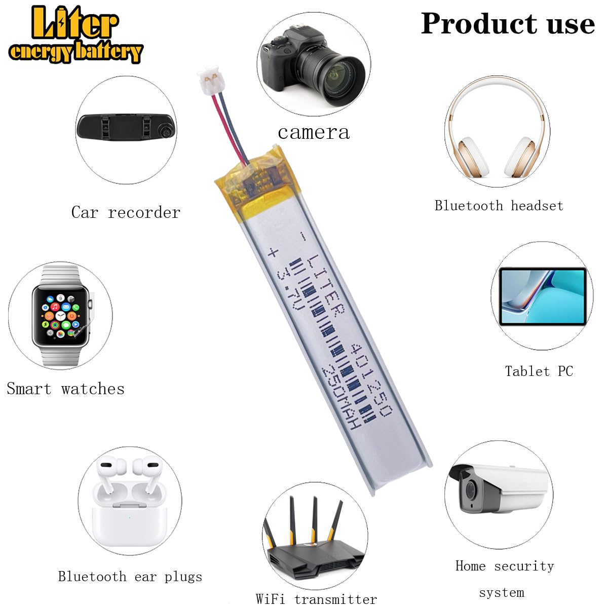 Amazon.com: 3.7V 401250 250mAh Lithium Polymer ion Battery 