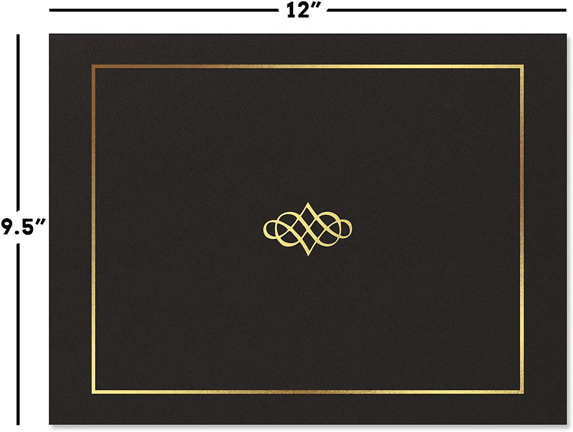 Ornate Empire Award Certificate Collection - Includes 25 Certificate Papers (White/Gold), 25 Heavy Linen Folders (Black/Gold), 25 Gold Foil Seals, Laser & Inkjet Printer Compatible : Office Products