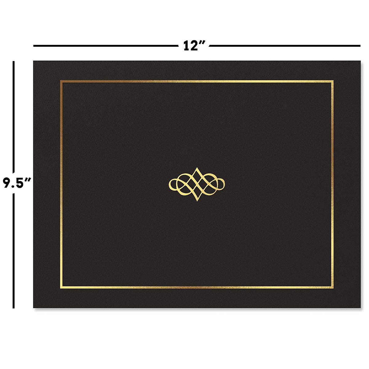 Kunstvolle Zeugnismappen, Schwarz und Gold, Leineneinband, 36,3 kg, gefaltet, gestanzte Ecken, für Büro, Geschäftsauszeichnungen, Abschlussfeier, Schuldiplomhalter, 24,9 x 30,5 cm, 25 Stück