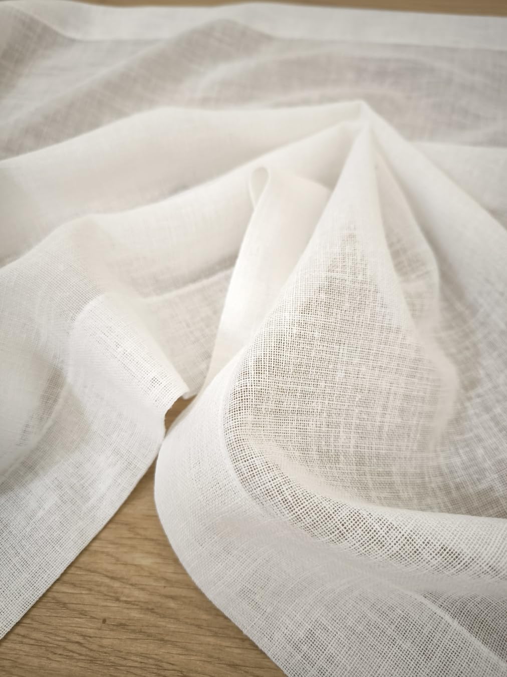 Tenda a Vetro Bianco Naturale – Nastro a Strappo in Alto e Tasca per Piattina in Basso – Effetto Lino - Larghezze da 35 a 90 cm – Lunghezza su Misura - 55x135 cm