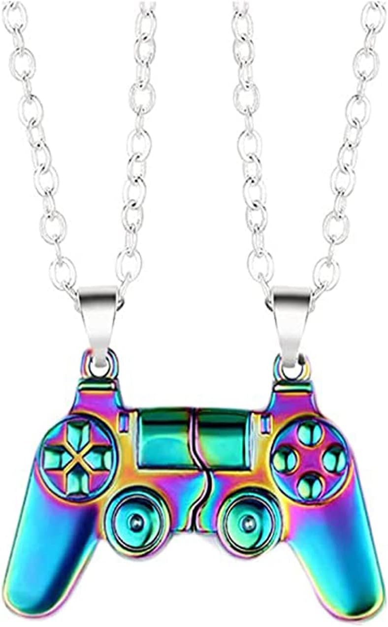 CaiyaoMagnetic Game Controller Necklace for Couple Matching Console Handle Pendant for Best Friends Friendship Valentine's Gifts Him and Her Lovers Jewelry