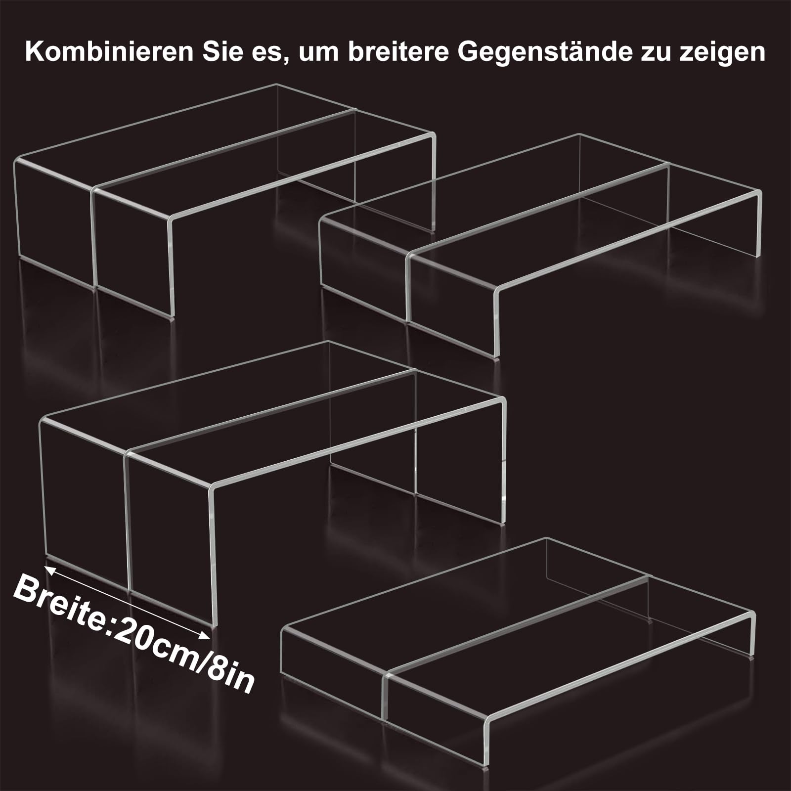 Acryl-Präsentationsständer, 8 Stück, 30 cm lang, verdickte Acryl-Erhöhungen (5 mm) für Parfümpräsentation, Buffet-Tische, Cupcake-Ständer, Pop-Figuren, Becher und Lebensmittel