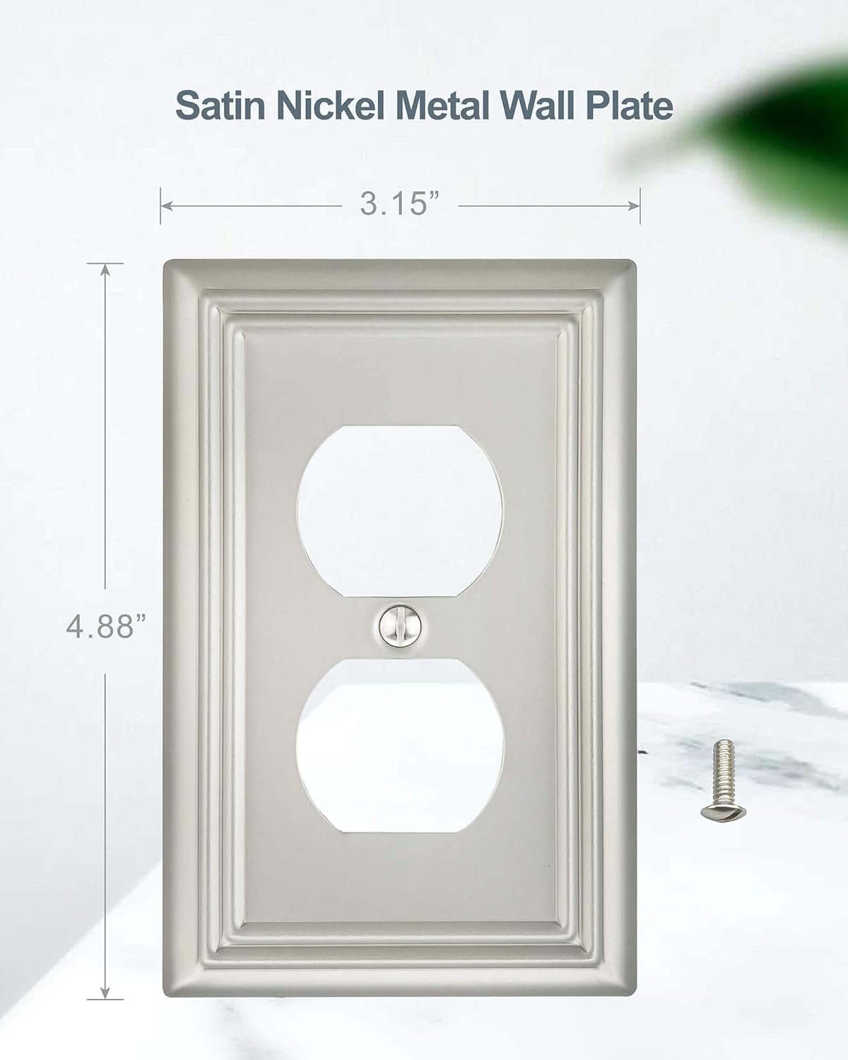 10-Pack Satin Nickel Duplex Wall Plates, Durable Metal Outlet Covers, for Electrical Outlets or Light Switches, 3.15''*4.88'', Midsize
