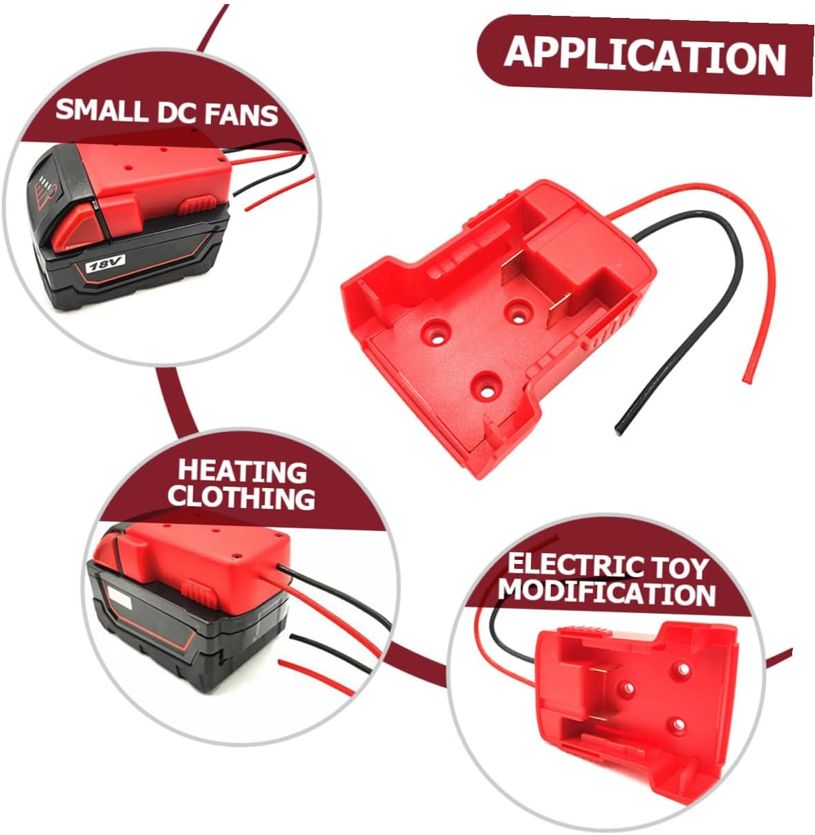 Toddmomy Battery Adapter Conversion Kit with Heat-Resistant Wire for Lithium-ion Battery Power Output Screw Mountable for Vehicles Machines and Power Wheels Use