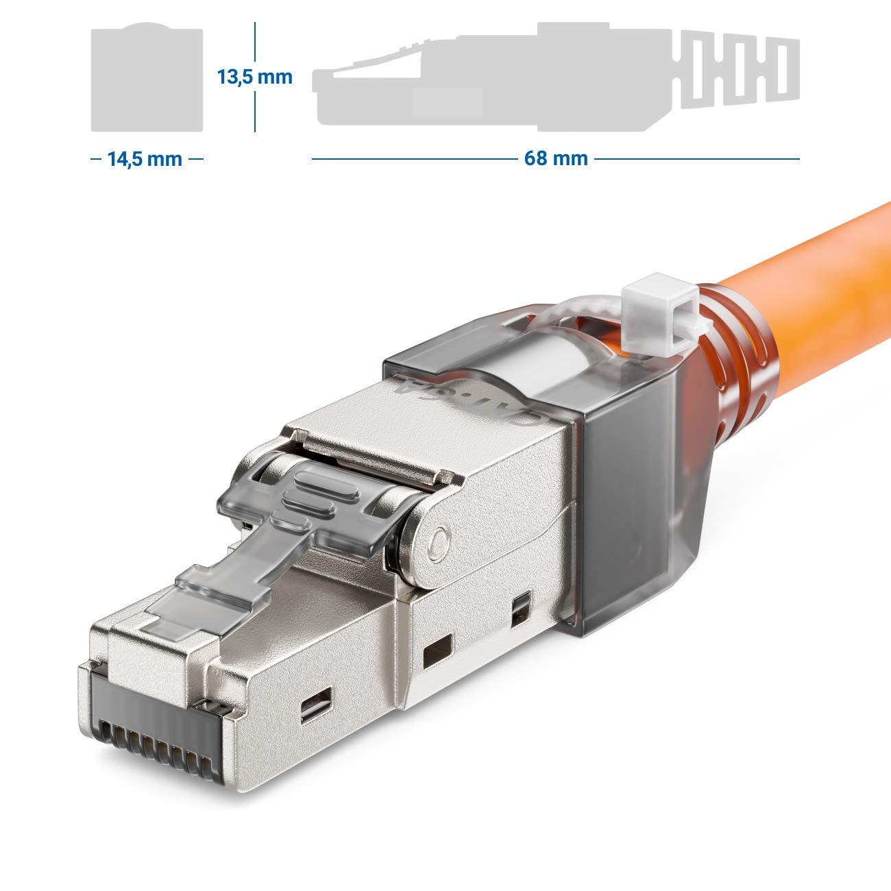 deleyCON 4x Connettore di Rete CAT 6a RJ45 con Connessione LSA per Cavi di Installazione Rigidi Schermati 10 Gbit/S Cavo LAN Connettore per Cavo di Rete CAT6a Alloggiamento in Metallo
