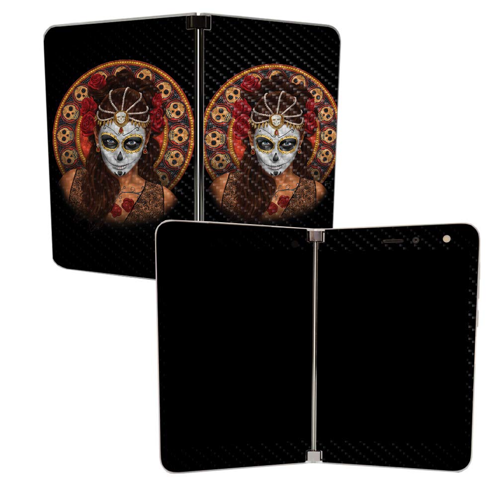 MIGHTY SKINS MightySkins Carbon Fiber Skin for Microsoft Surface Duo - Dia De Muertos | Protective, Durable Textured Carbon Fiber Finish | Easy to Apply | Made in The USA, CF-MISURDUO-Dia De Muertos