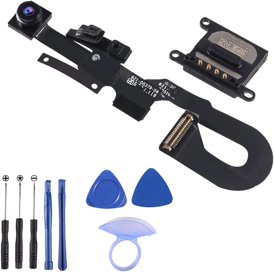 7MP Facing Front Camera Flex Cable W/Proximity Sensor Light Microphone Replacement Part + Earpiece Sound Replacement Compatible for iPhone 7 4.7" (All Carriers)