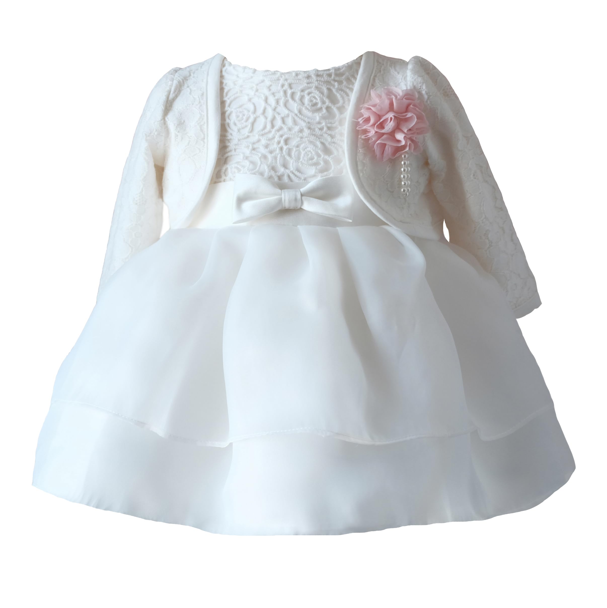 Vestido de Bautizo para bebé niña Vestido de Flores Blanco