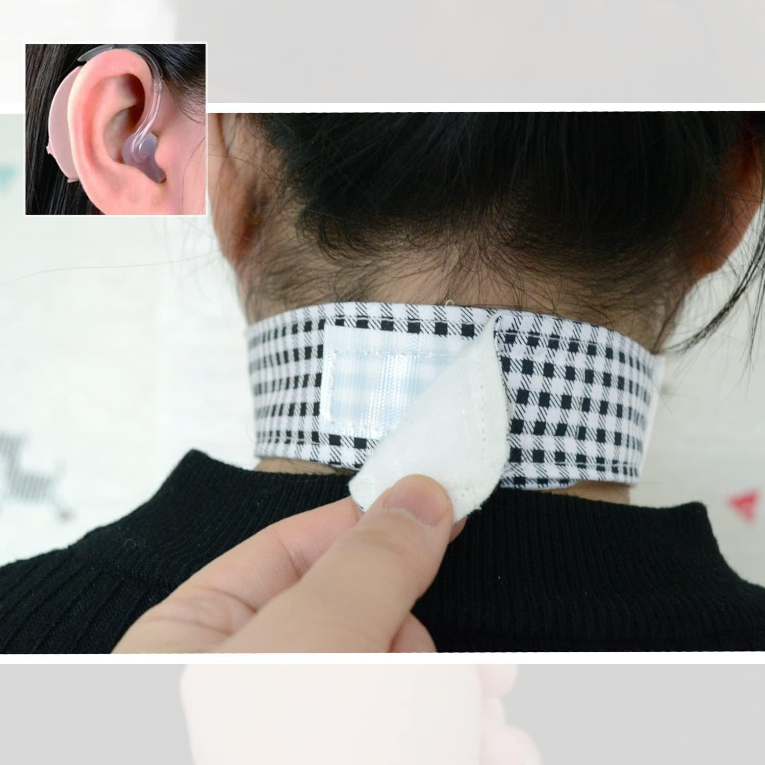 rainbowstar One Black Standard Ear Free Hearing Aid Face Mask with Durable Velcro Strap for Hearing Aid Cochlear Implant Glasses Users Wear Around Neck No Ear Loop Adjustable