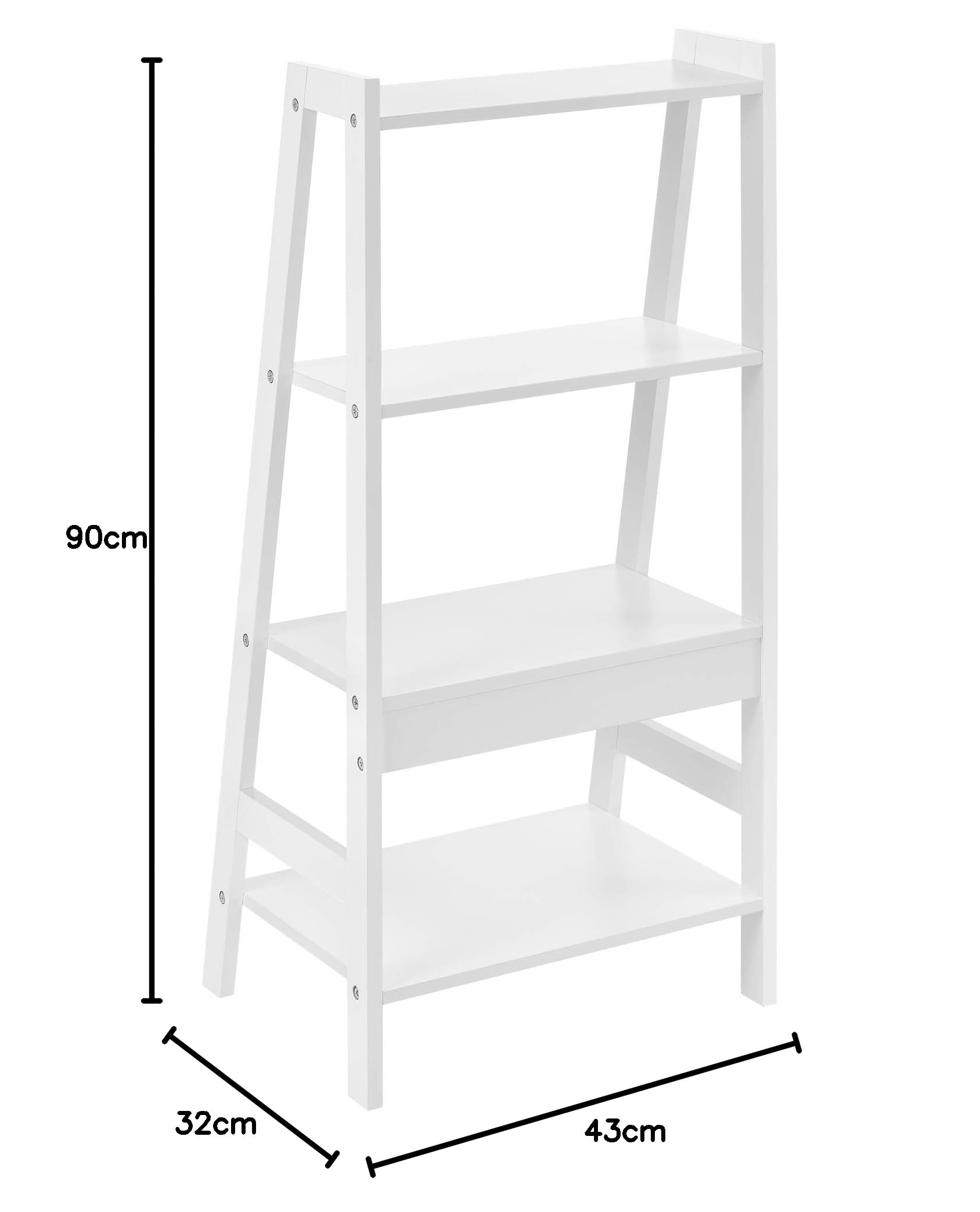 Wooden 4 Tier Ladder Shelf Bathroom Storage Unit White