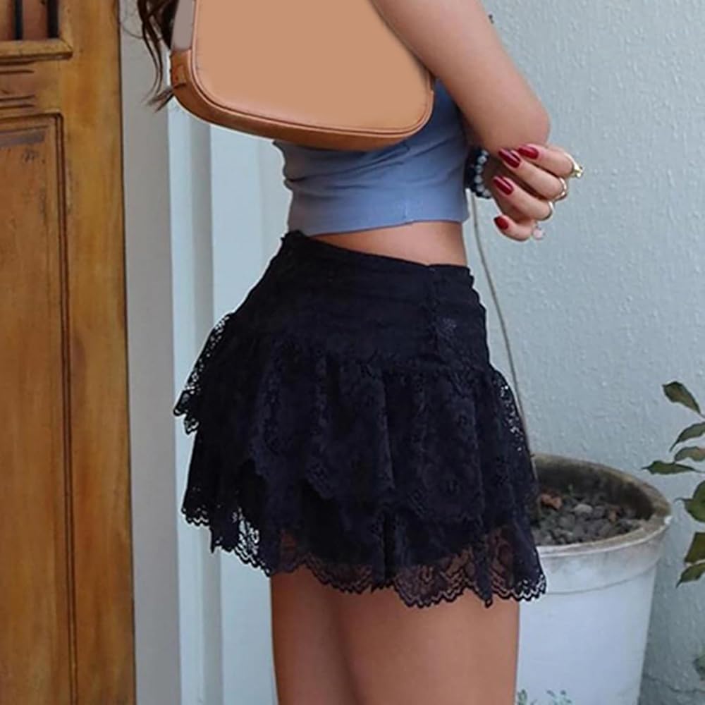 スカート OPEN YY FLORAL LAYERED MINISKIRT Amazon.com: Allegra K Women's Layered Ruffle Hem Elastic Waist A