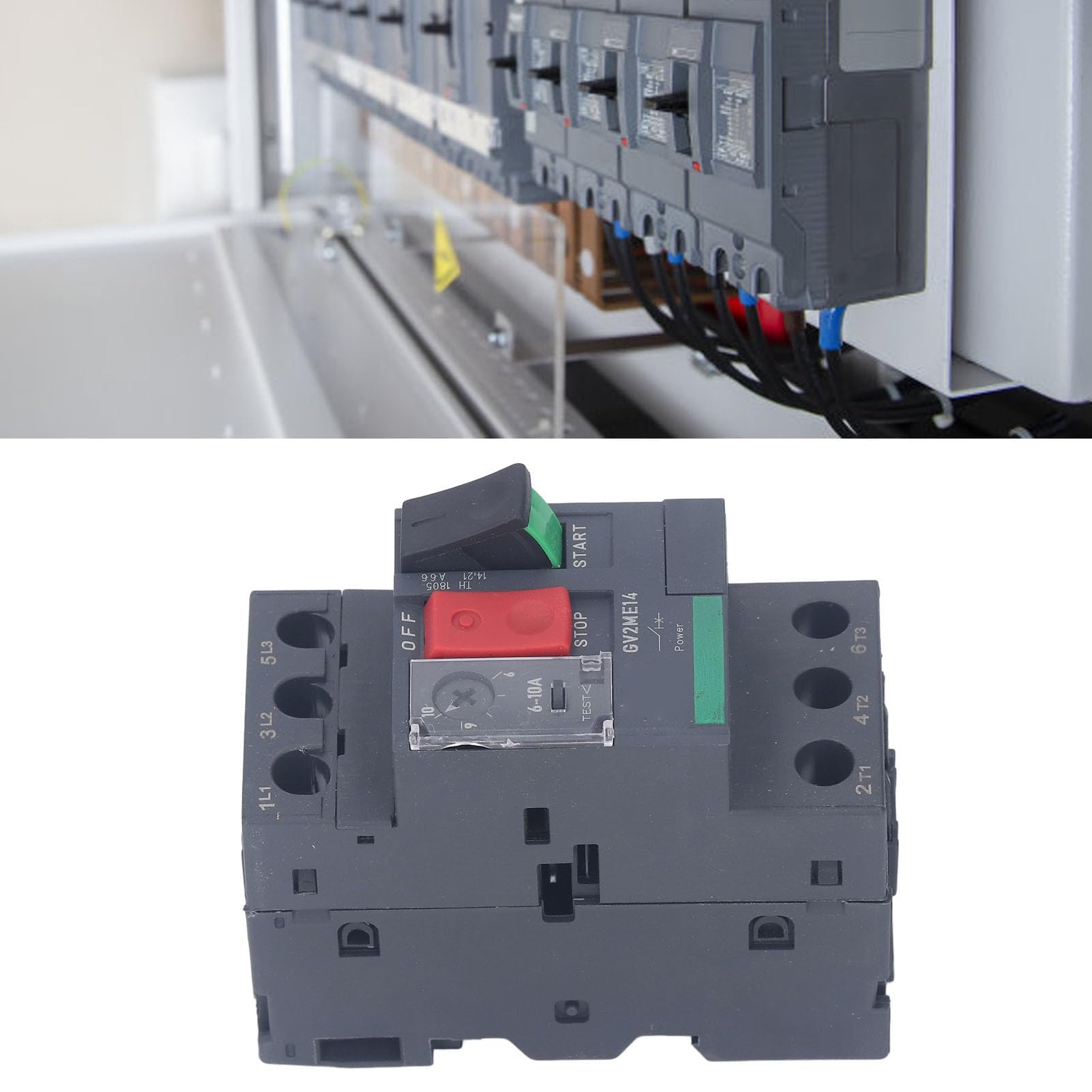 Disjoncteur de Protection de Moteur AC690V, Interrupteur de Protection de Moteur Manuel Thermique et Magnétique avec Bouton de Commande pour Divers Moteurs (GV2-ME14 6-10A)