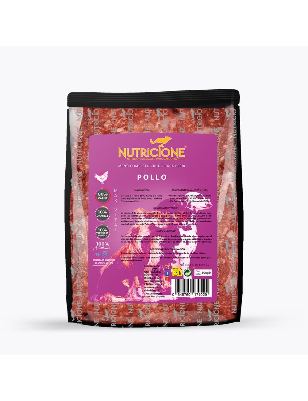 Barf | Menú de Pollo para Perros - 6kg Congelada (12 Paquetes de 500g)