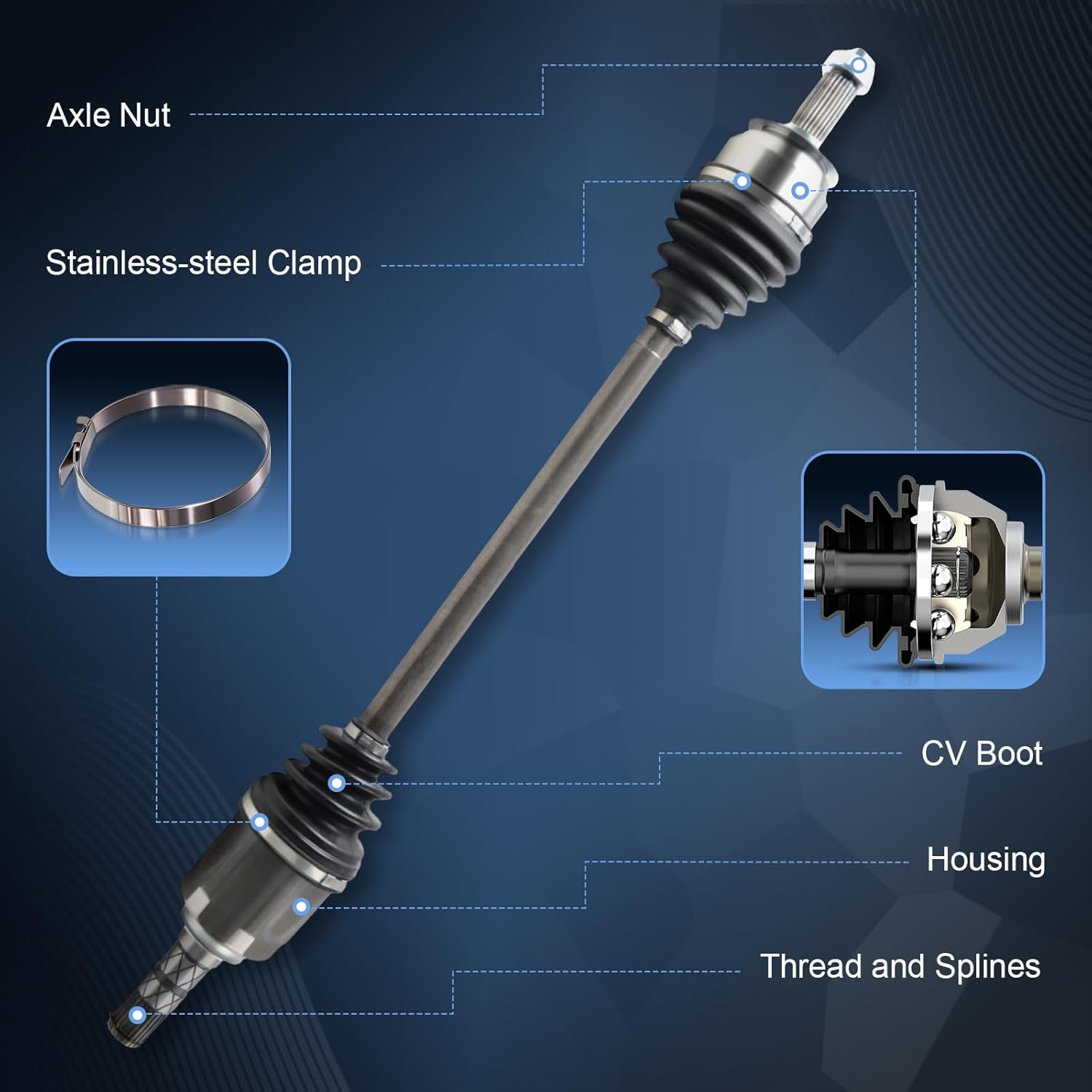 ODM Front Left or Right CV Axle Shaft Fit For Subaru 2010-2014 Outback, 2014 Forester, 2010-2014 Legacy, 6607509, SB-8-8538, Driver or Passenger Side CV Axle