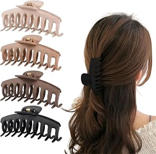 DERIKO 4 PCS Round Hair Clutcher Clips for Women – Strong Hold Matte Finish Acrylic Hair Claw Clip for Thick & Thin Hair, ... Price In India