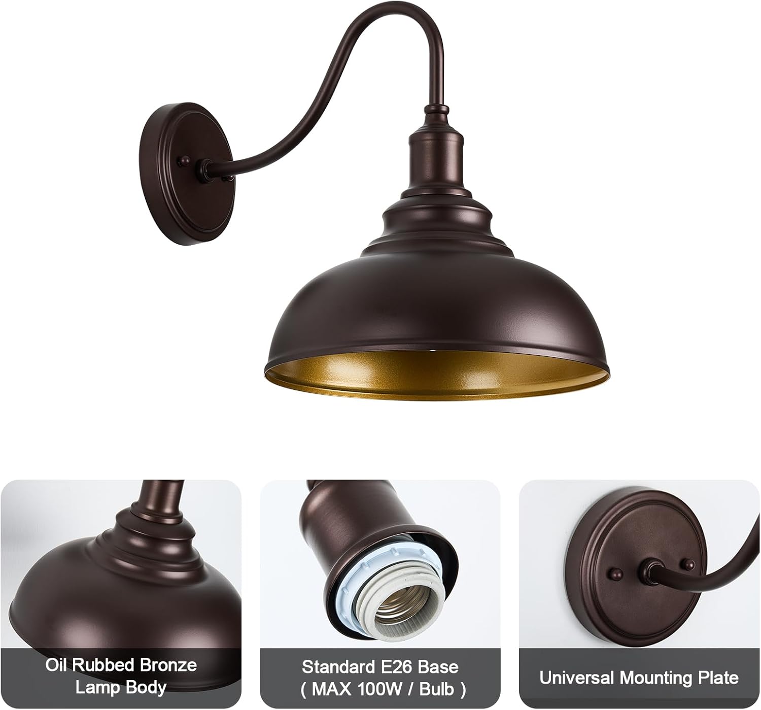 2 Pack Outdoor Wall Lights 12 inch Exterior Barn Wall Sconce Fixture Wall Mount Lantern Waterproof ORB Wall Lamps Lumiere Outside Porch Lights House Garage Doorway Patio Front Door Entryway