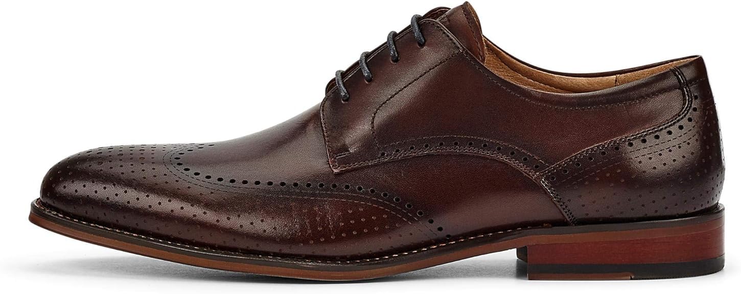 DIGEL Selleng Herren Business Schuhe | Echtleder Derbys mit Brogue-Muster, Elegante Schnürschuhe für Büro, Hochzeit, Festliche Anlässe | Größe 46 EU