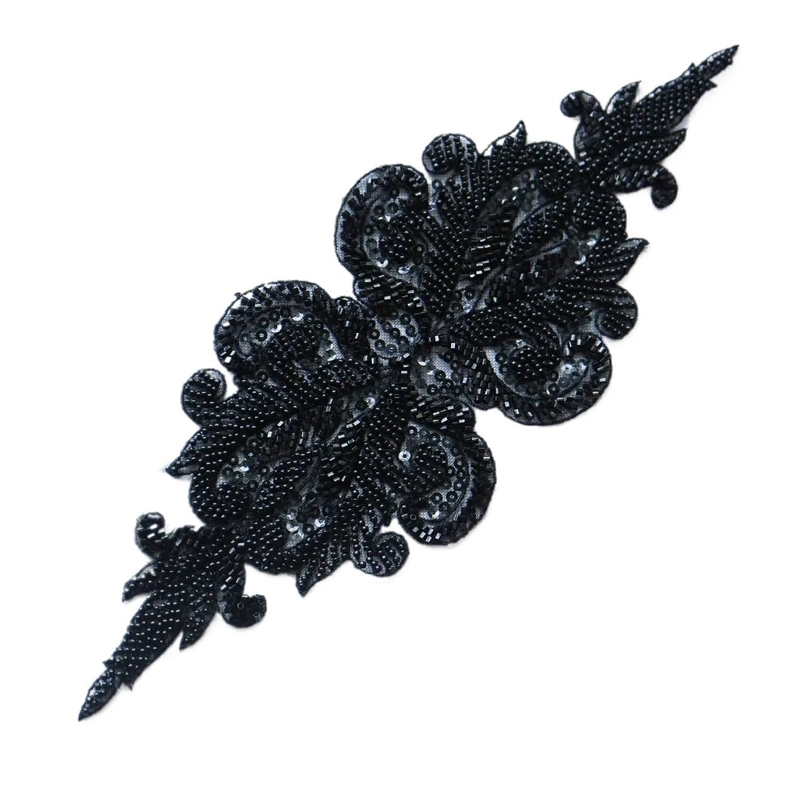 Applique de dentelle fleur brodée en perles et strass raffinés pour robe de mariée d'exception