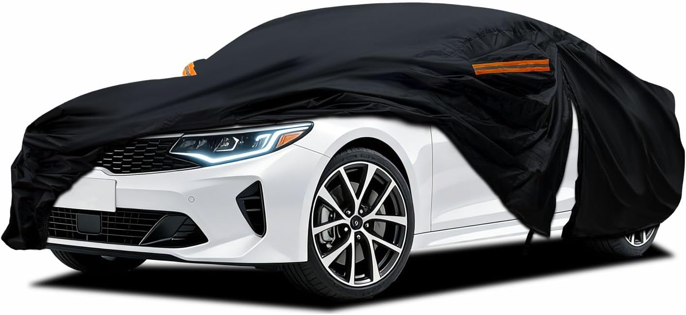 Heavy Duty Outdoor in Full Exterior Car Cover All Weather Fit Toyota,Camry,Tesla Model 3,Honda Accord,Nissan Altima,Kia K5 etc.Size A4