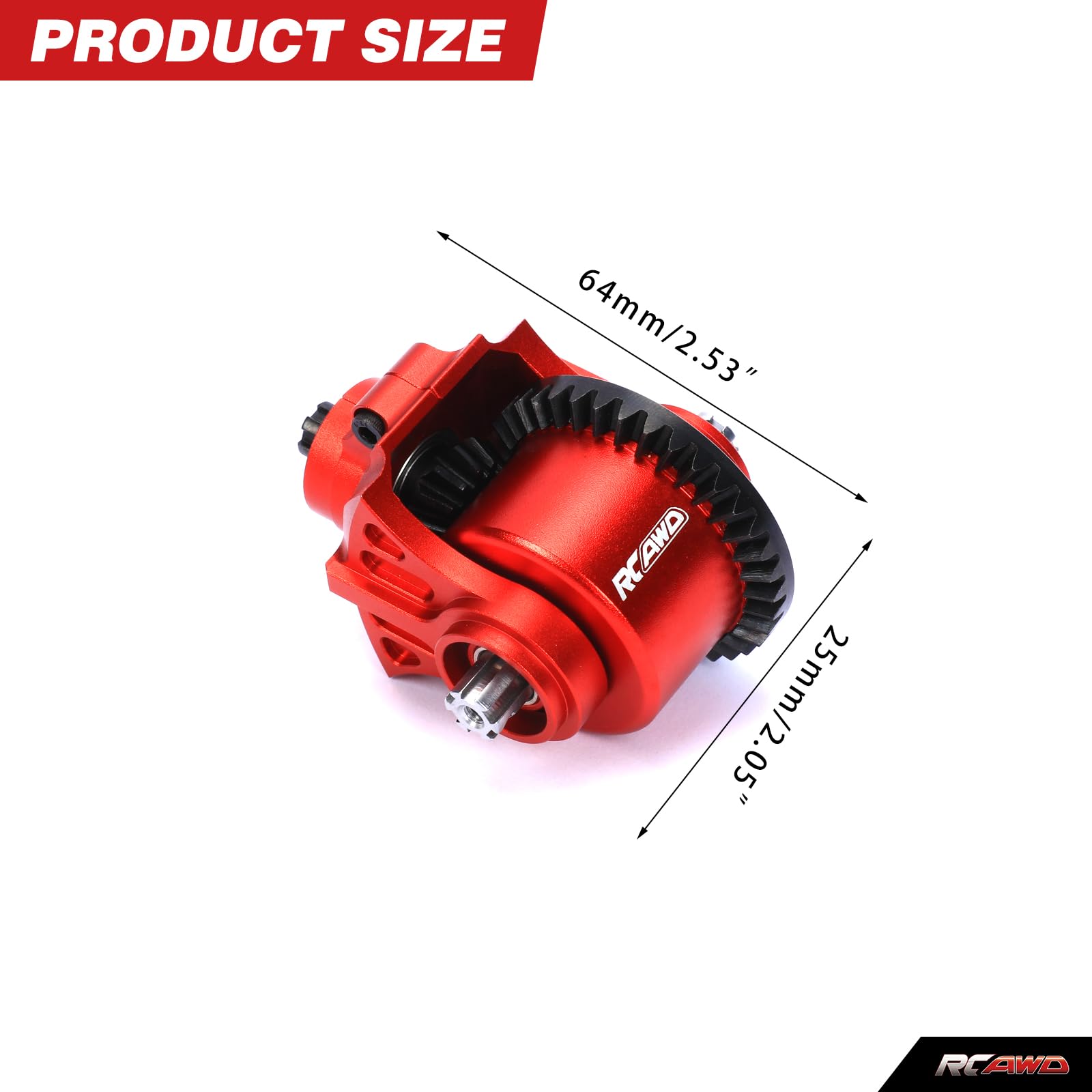 RCAWD ARRMA Gear F/R Transmission Module Set 37T 13T Enlarged Spiral Teeth for ARRMA Big Rock, Granite, Senton, Vorteks, Typhon, Infraction, Vendetta 3S & Kraton Outcast 4S V2 Upgrade Part (Red) - Image 4