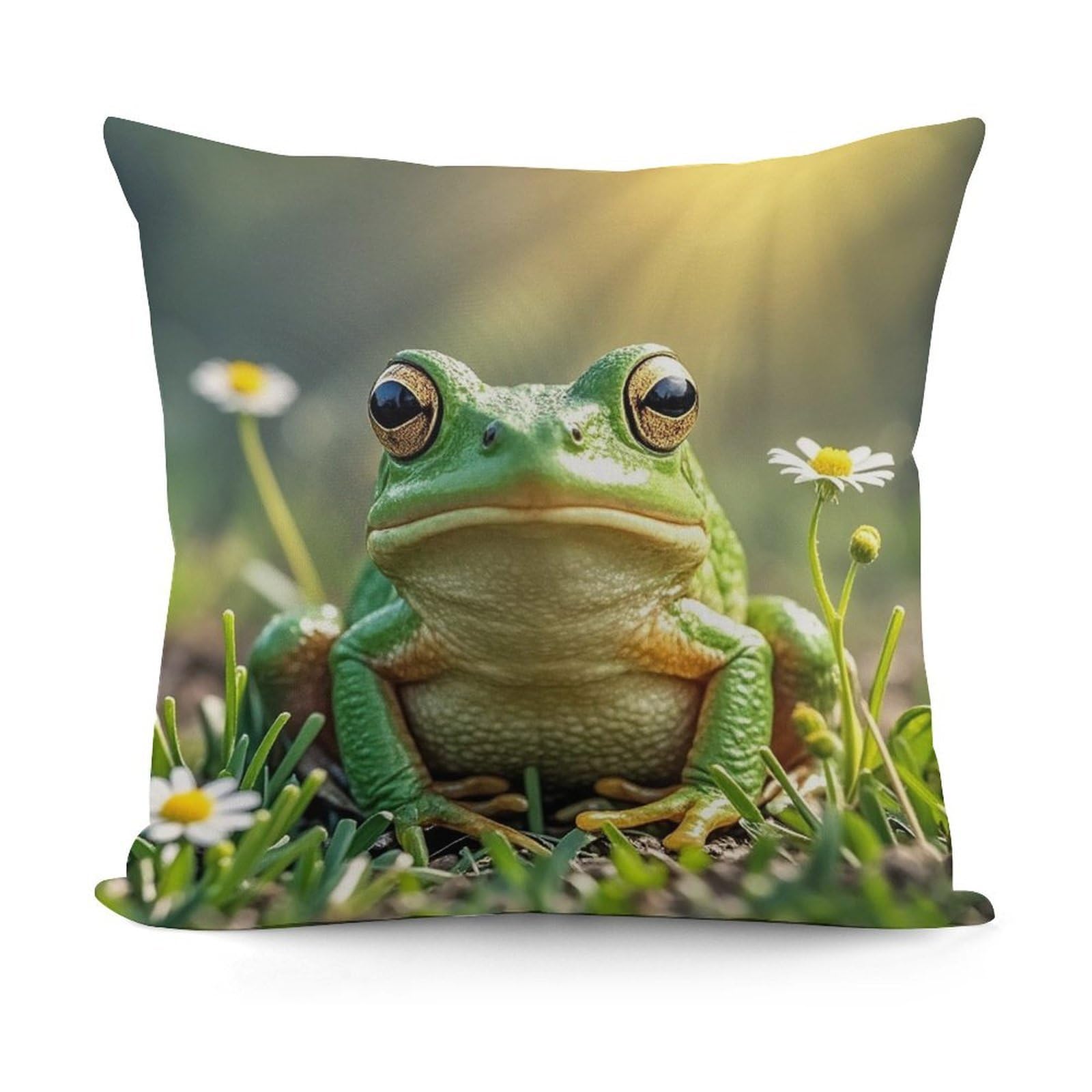 FekiLoot Cute Frog Throw Pillow Cover Soft Decorative Pillow Cover Modern Square Cushion Cover Cozy Cushion Case Farmhouse Home Decor for Sofa Couch Living Room 18 X 18 Inch