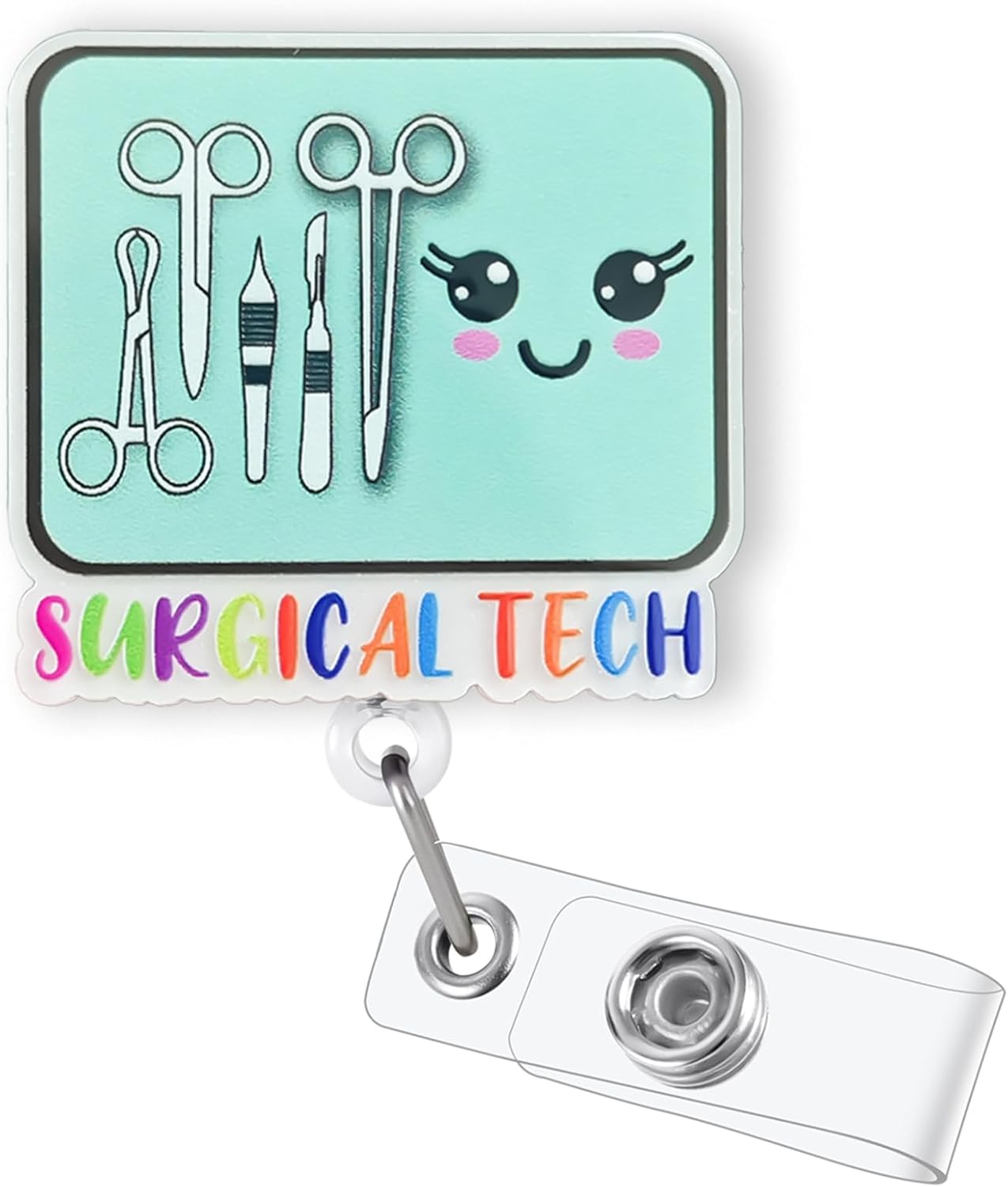 Surgical Tech Badge Reel Retractable, Funny Surgical Operating Room Badge Reel, Surgical Tech Gifts, OR Tech Badge Clip, CST Badge Holder, Sterile Instruments Surgery Badge Holder with Alligator Clip