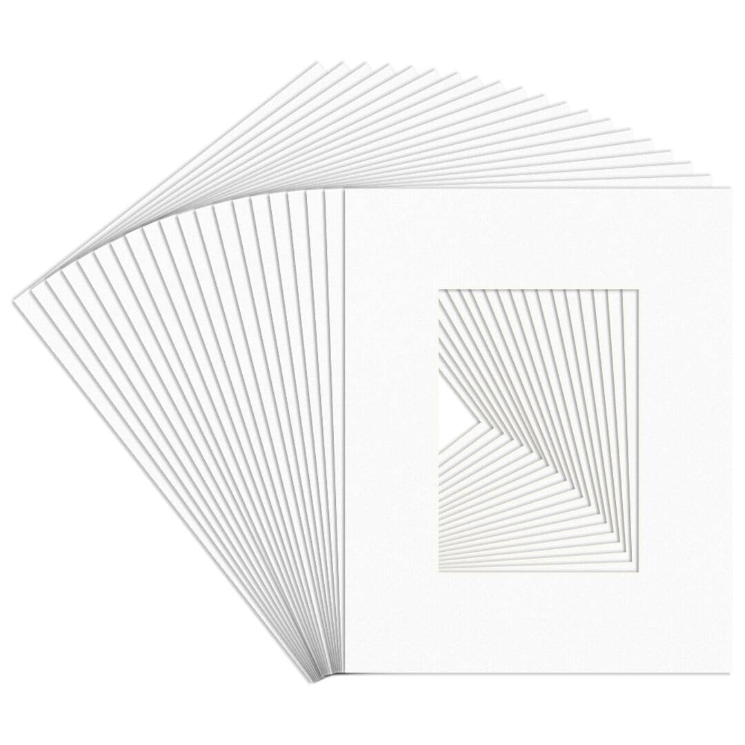 Procut Global 20x16" White Picture Mounts Board to Fit A4 Aperture Size - Photo Mount Card Ideal for Prints, Artwork, Crafts & Certificates - Sizes & Colors Available - Pack of 20