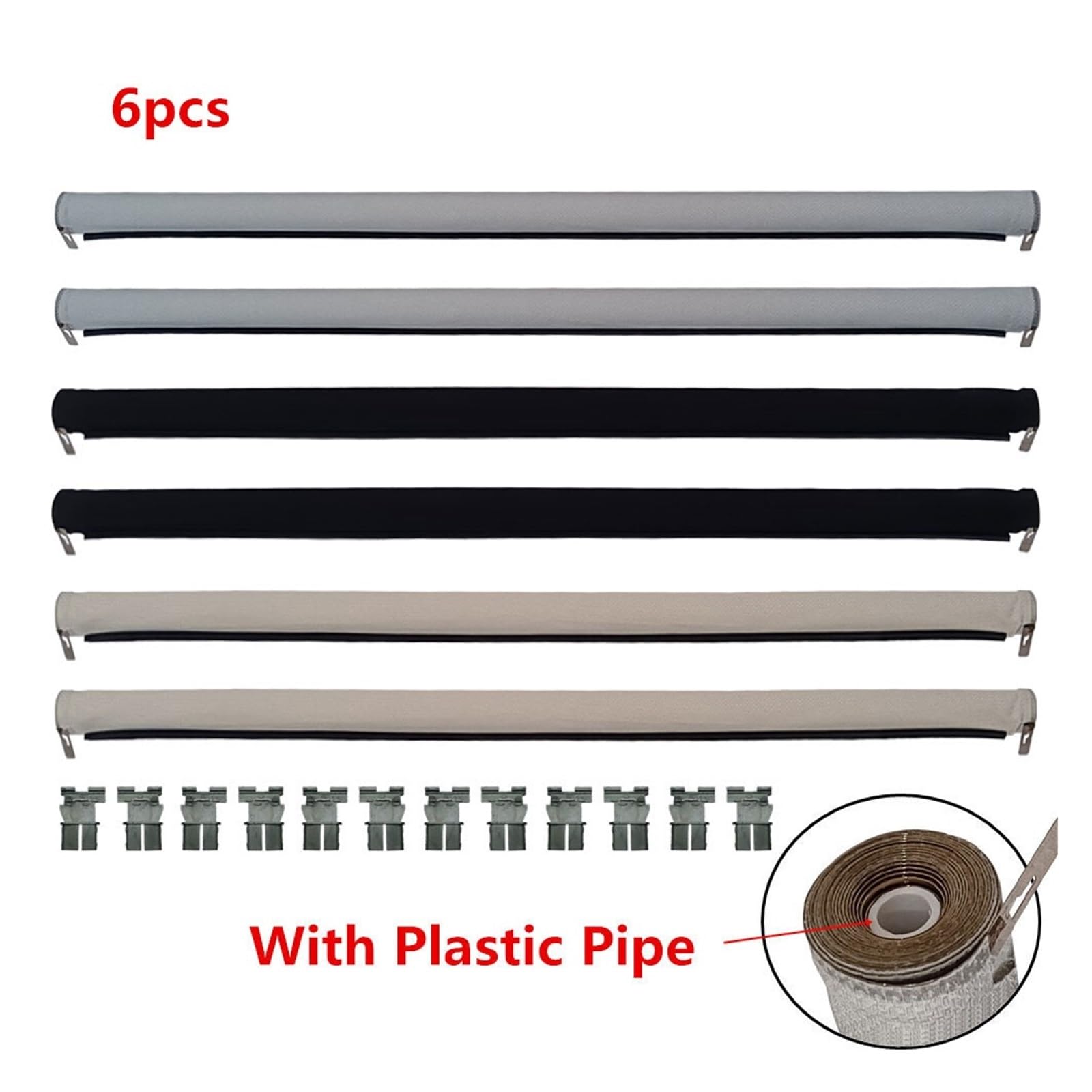 Rideau Pare-Soleil panoramique pour Toit ouvrant de Voiture, 6 pièces, Compatible avec Audi Q5/VW Tiguan Variante Touran Golf Passat Sharan Touran avec Tuyau en Plastique(3X Black Gray)