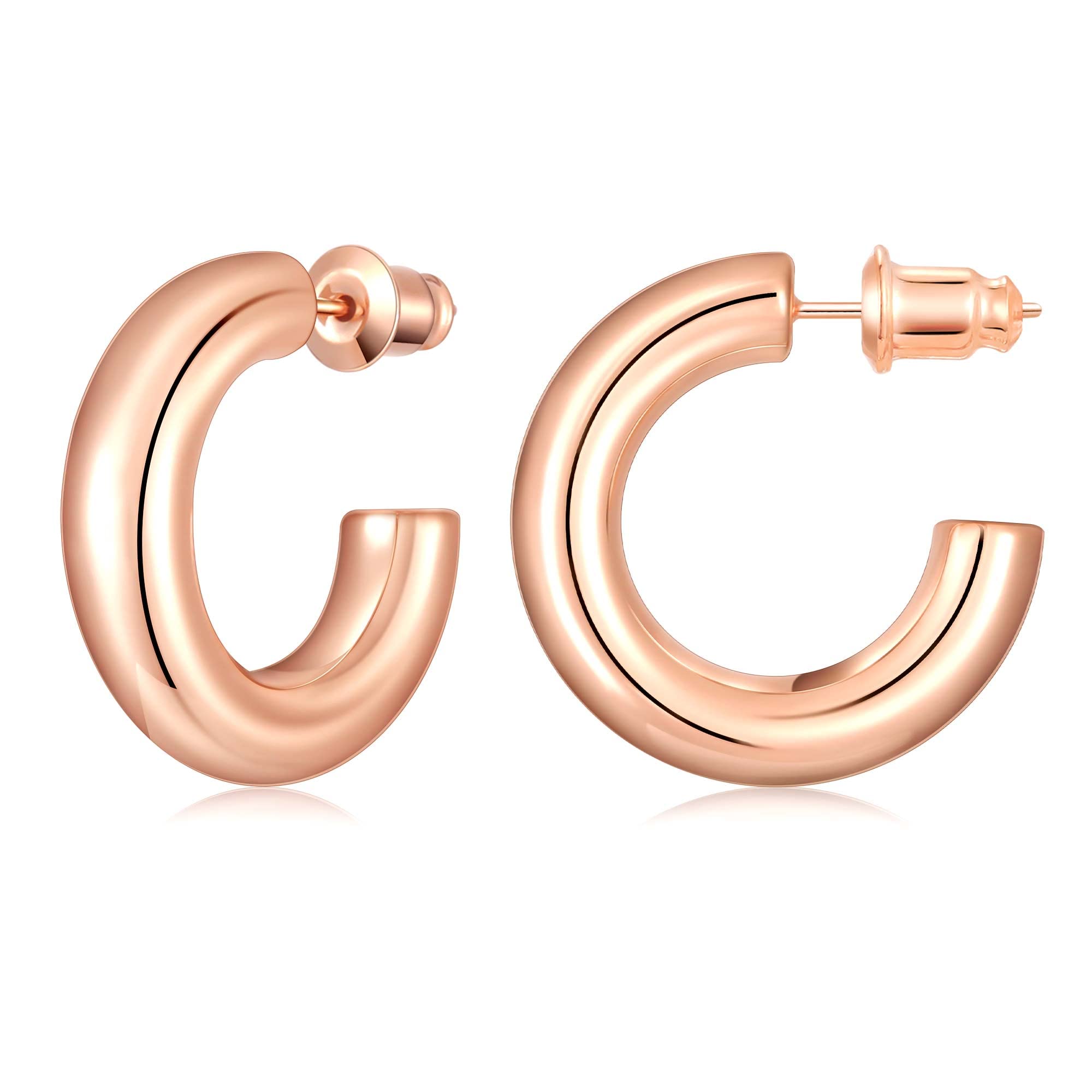 Gacimy 14K Gold Plated Chunky Open Hoop Earrings for Women