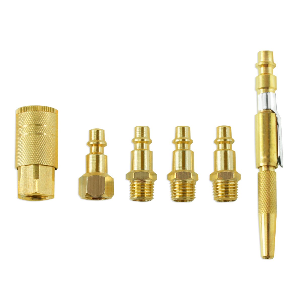 6pc Solid Brass Air Quick-Connect Coupler Set - Pocket Blow Gun