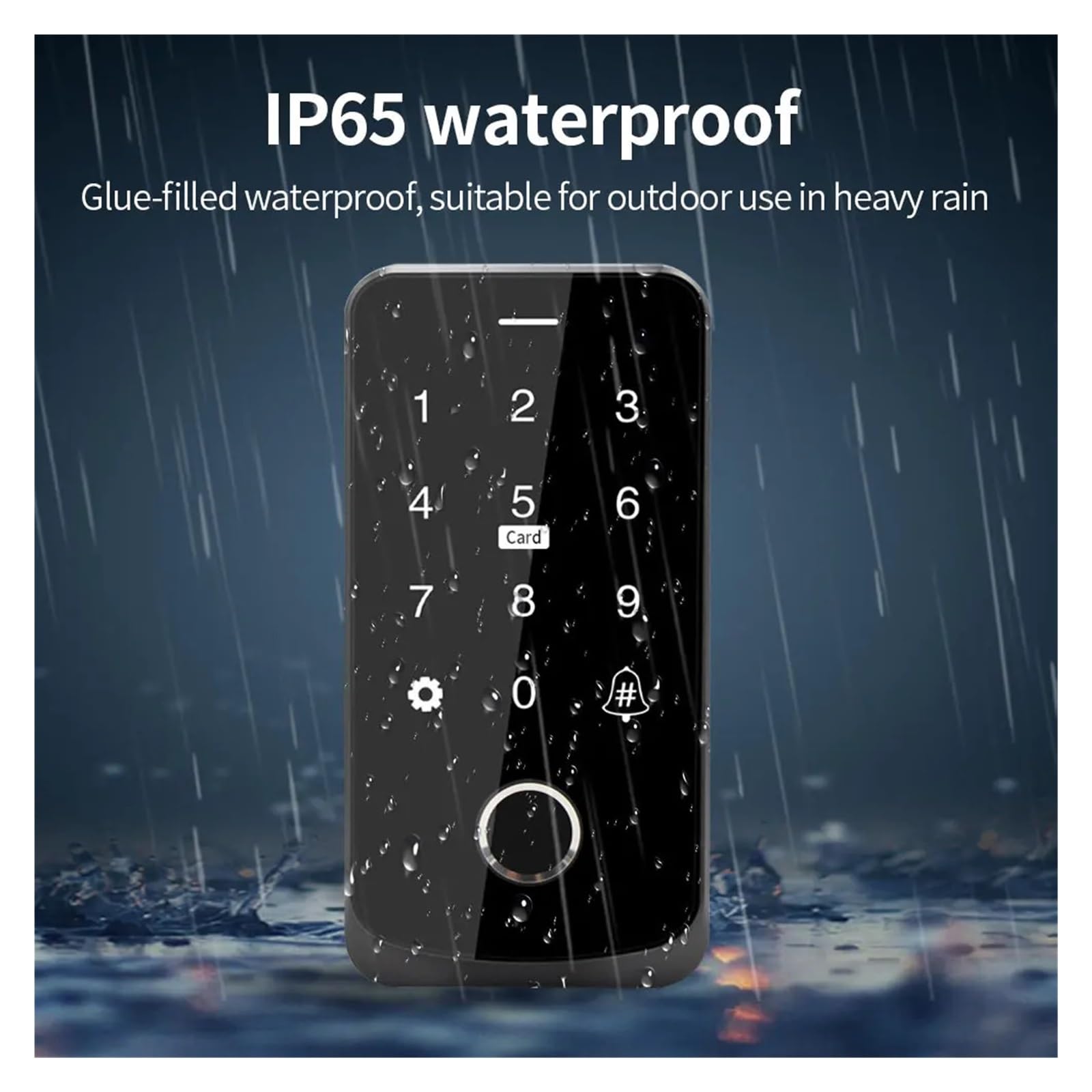 Kontroler dostępu Bluetooth z czytnikiem linii papilarnych, autonomiczny, dotykowy system otwierania drzwi, wodoodporny,Większe bezpieczeństwo(TF9MF-W black)