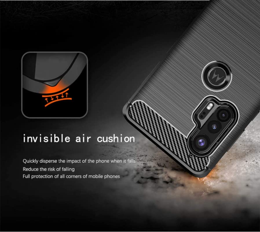Image of NPRC Hybrid Ultra Slim Protective Case TPU Non-Slip Carbon Fiber Texture Shockproof Case Cover for Moto Edge Plus - Black
