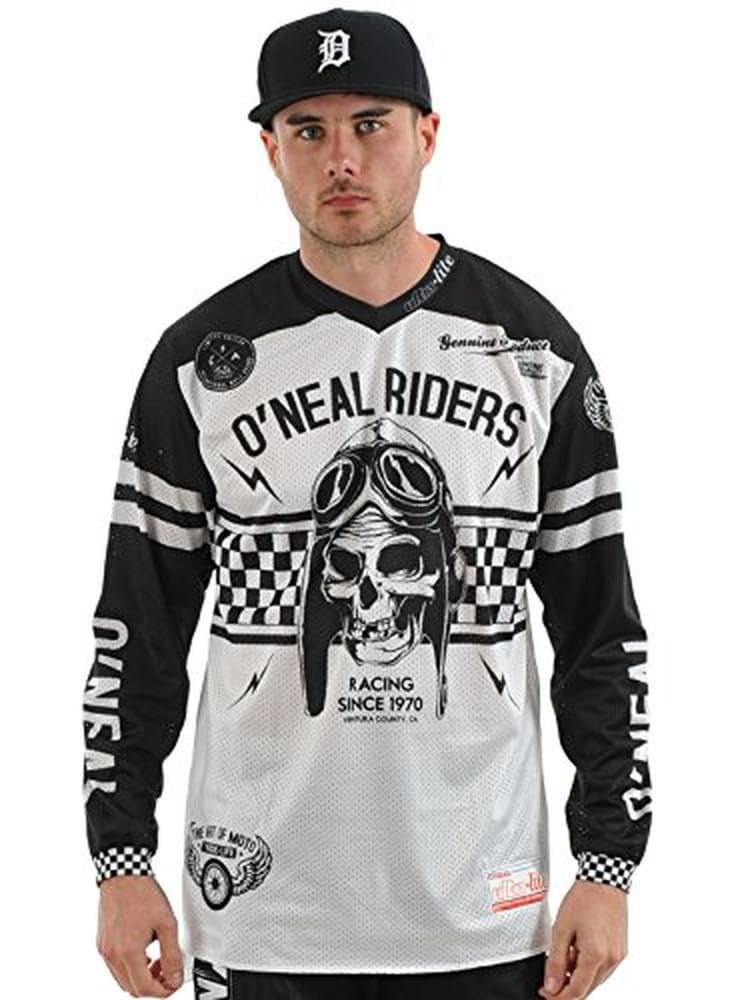 O'NEAL | Maillot de Motocross | Enduro MX | Materiales Ligeros y duraderos, Orificios de ventilación Cortados con láser, Ajuste atlético | Maillot Ultra Lite 70 | Adulto | Negro Blanco