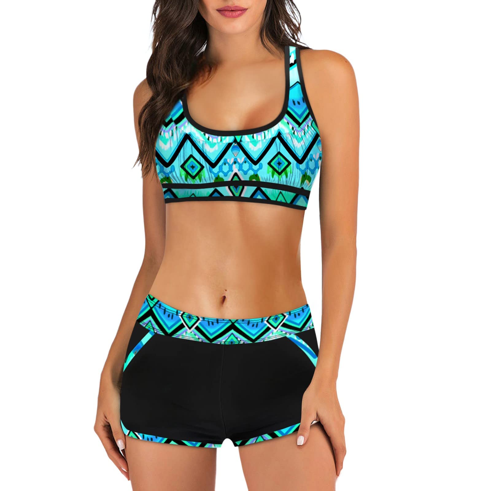 Genérico Conjuntos de Bikinis para Mujer 2024 Sexy Verano Conjunto Traje de Baño Push Up Bohemio Bañadores Reductores Ajustable Dos Piezas Ropa de Baño Bra Playa Bikini Vikinis Ropa de Baño Verano