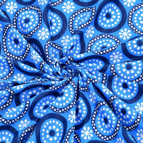 Image of RajasthaniKart Pure 100% Cotton Single Bed Sheet with 1 Pillow Cover (Bedsheet for Single Bed Cotton, Blue Circles)