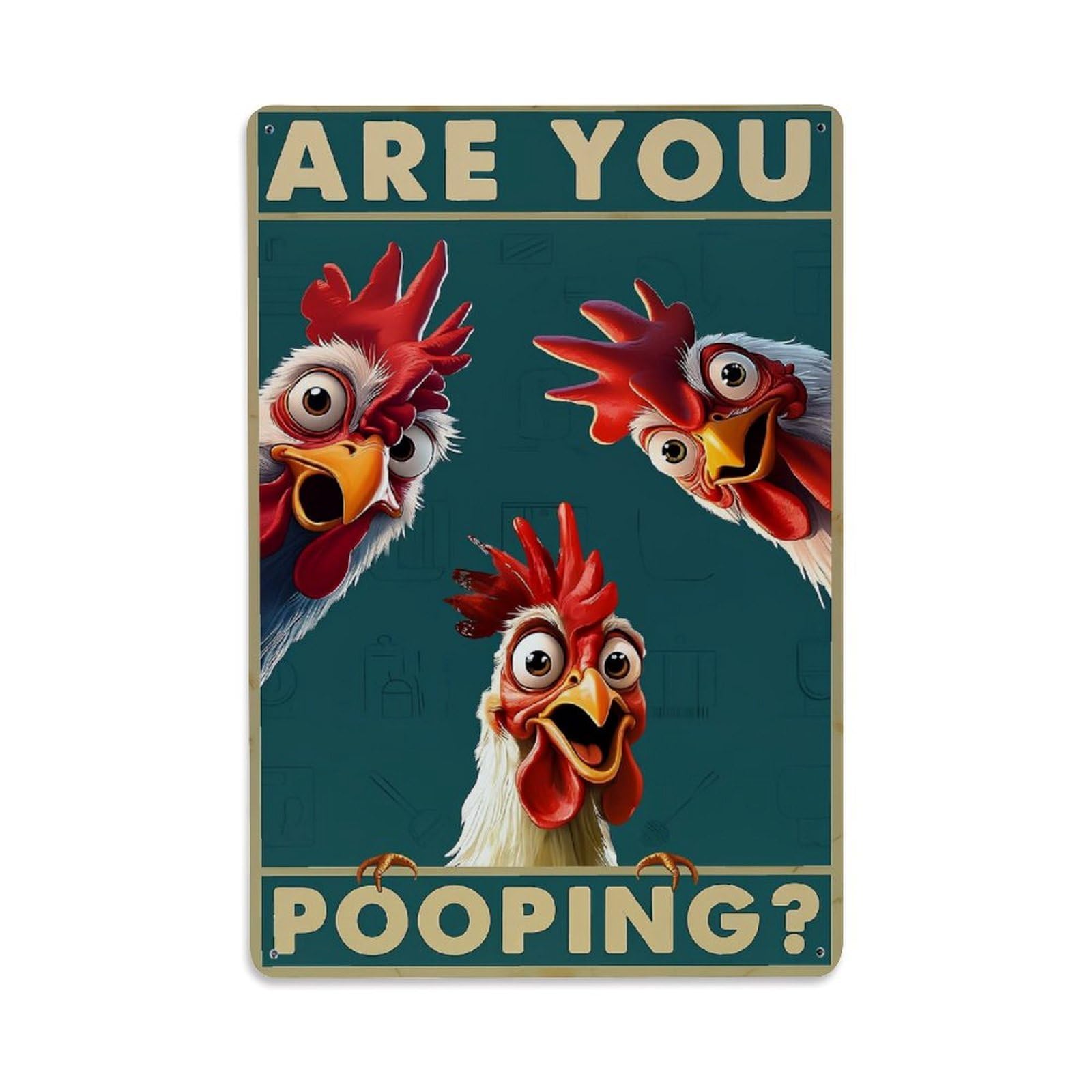 Bliveurn Vintage Are You Pooping Chicken Poster_1 Retro Metal Tin Sign, Metal Poster For Home, Gaming Room, Studio Workshop,Bar,Garage Wall Art Decor 8X12 Inch