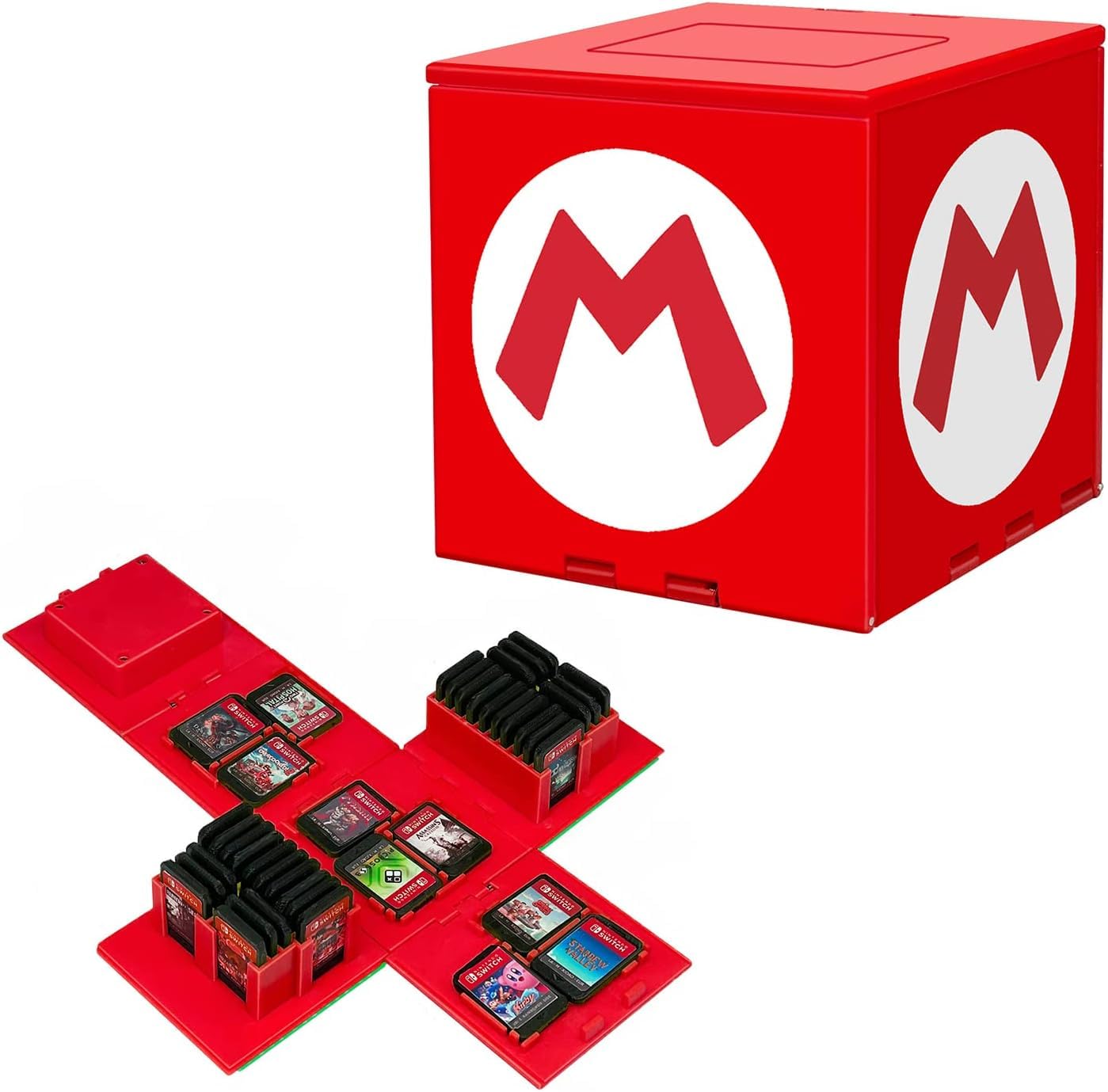 Kakbrt Games Card Storage Case für Switch,Passend für bis zu 41 Switch Spiele Aufbewahrungssystem Spielkarten Organizer Reisebox Hartschalen,Grosse Kapazität (M Red)