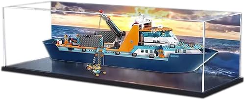 Vitrina de acrílico para Lego City Arctic Explorer Ship 60368 - Escaparate, protege y decora tu modelo con almacenamiento a prueba de polvo (fondo D