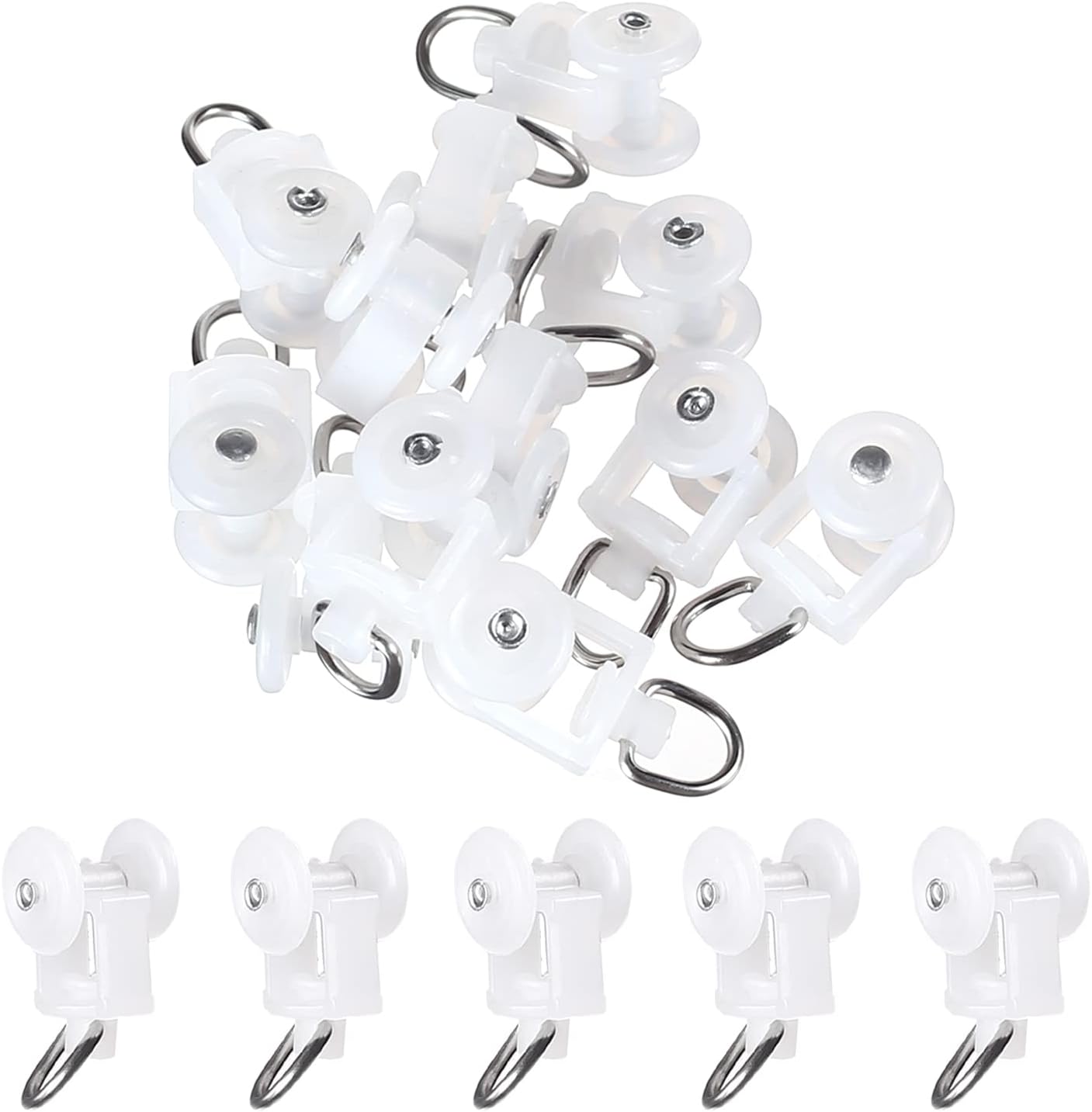 MroMax Curtain Track Rollers Plastic Twin Wheeled Carriers