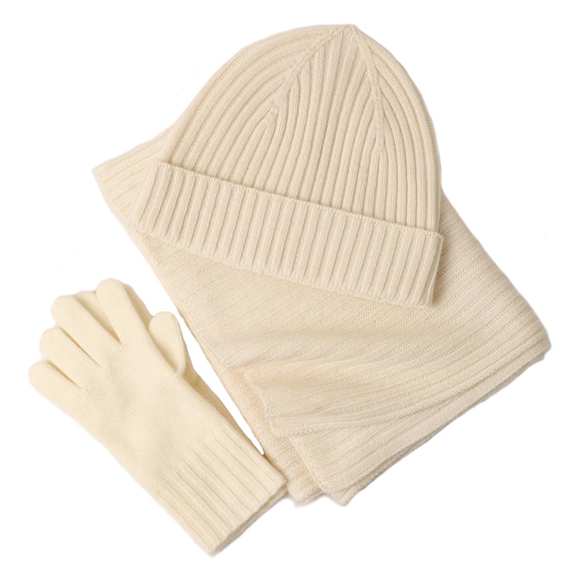 YUONNY Zimowa czapka beanie, długi szalik i rękawiczki, zestaw dla mężczyzn i kobiet, 100% wełna, ciepła, dzianinowa czapka z mankietami, szaliki na szyję i pełne palce, rękawica dla dorosłych, miękki