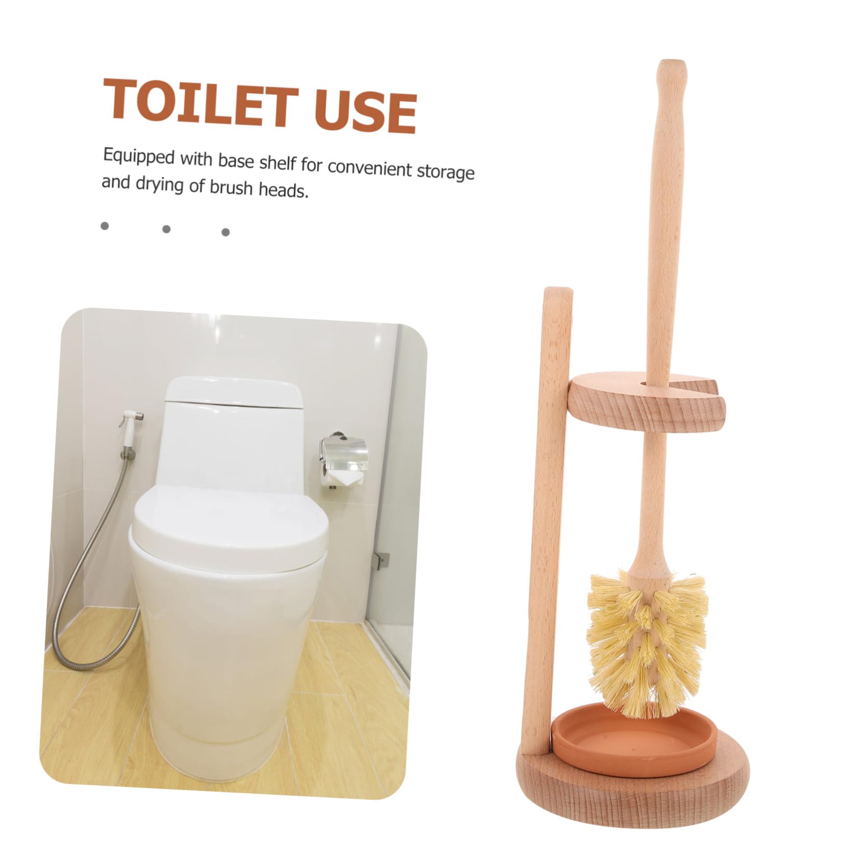 Gatuida Cepillo De Inodoro con Soporte De Base De Cerámica y Madera De Haya De Yute, Juego De 1 Unidad, Accesorio De Baño Ergonómico para Limpieza Eficaz Hogares y Locales Públicos
