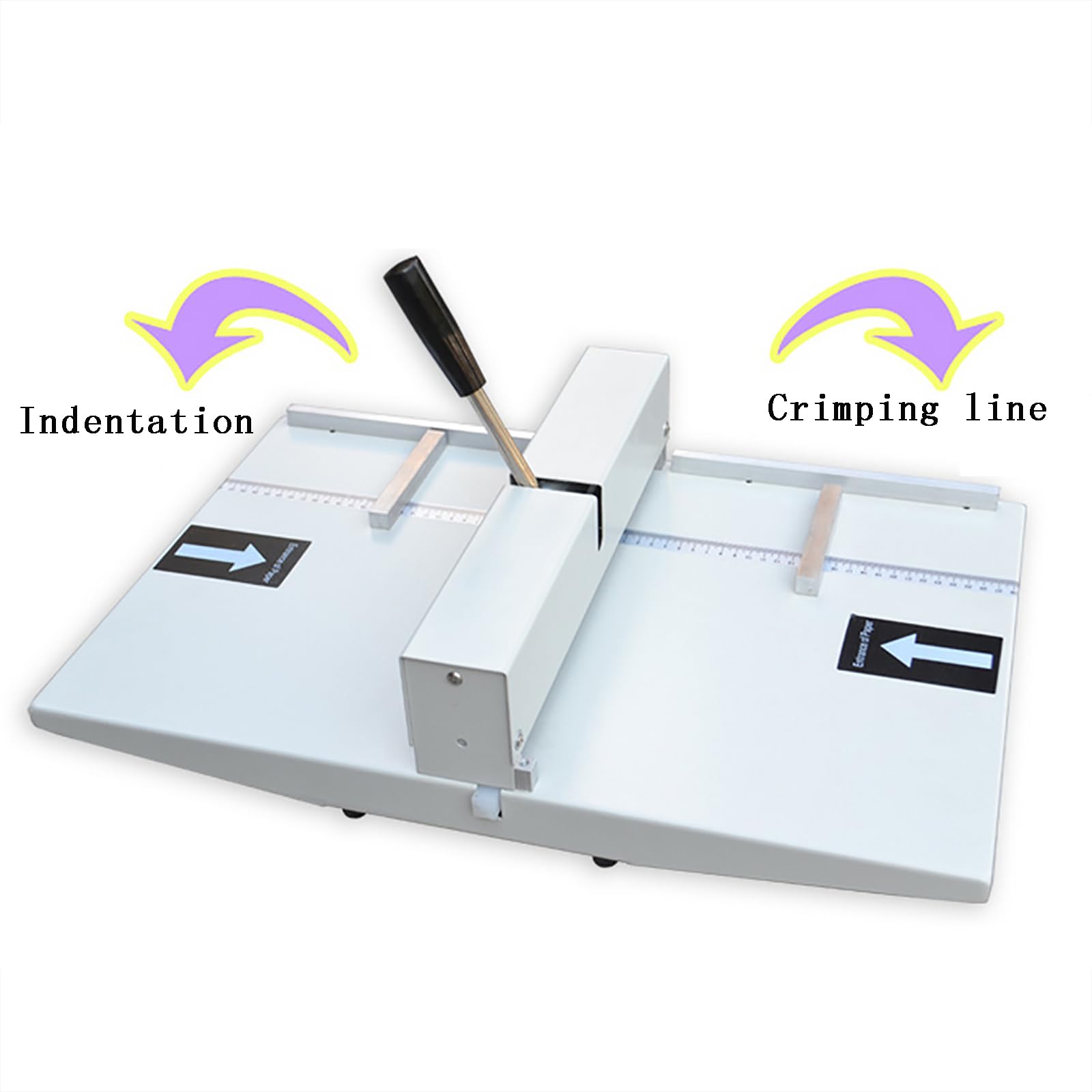 Máquina plegadora manual, máquina de doble uso con sangría de línea punteada de 340 mm, máquinas plegadoras de tarjetas con profundidad de pliegue ajustable para documentos, tarjetas, fotos, invitacio