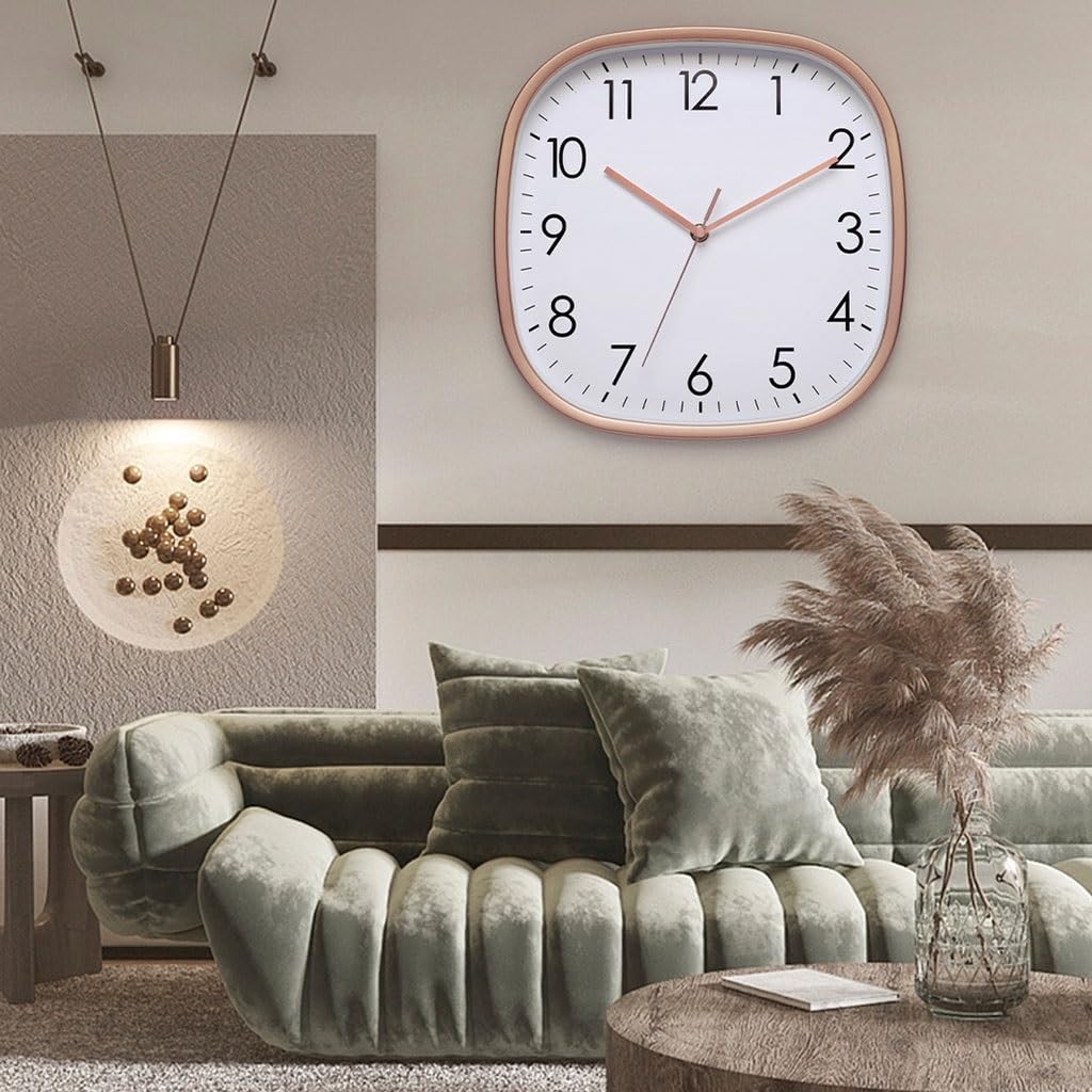 Orologio da parete Orologio da parete for soggiorno Orologio da parete silenzioso quadrato con angoli arrotondati Orologio da parete luminoso for camera da letto e studio Reloj De Pared